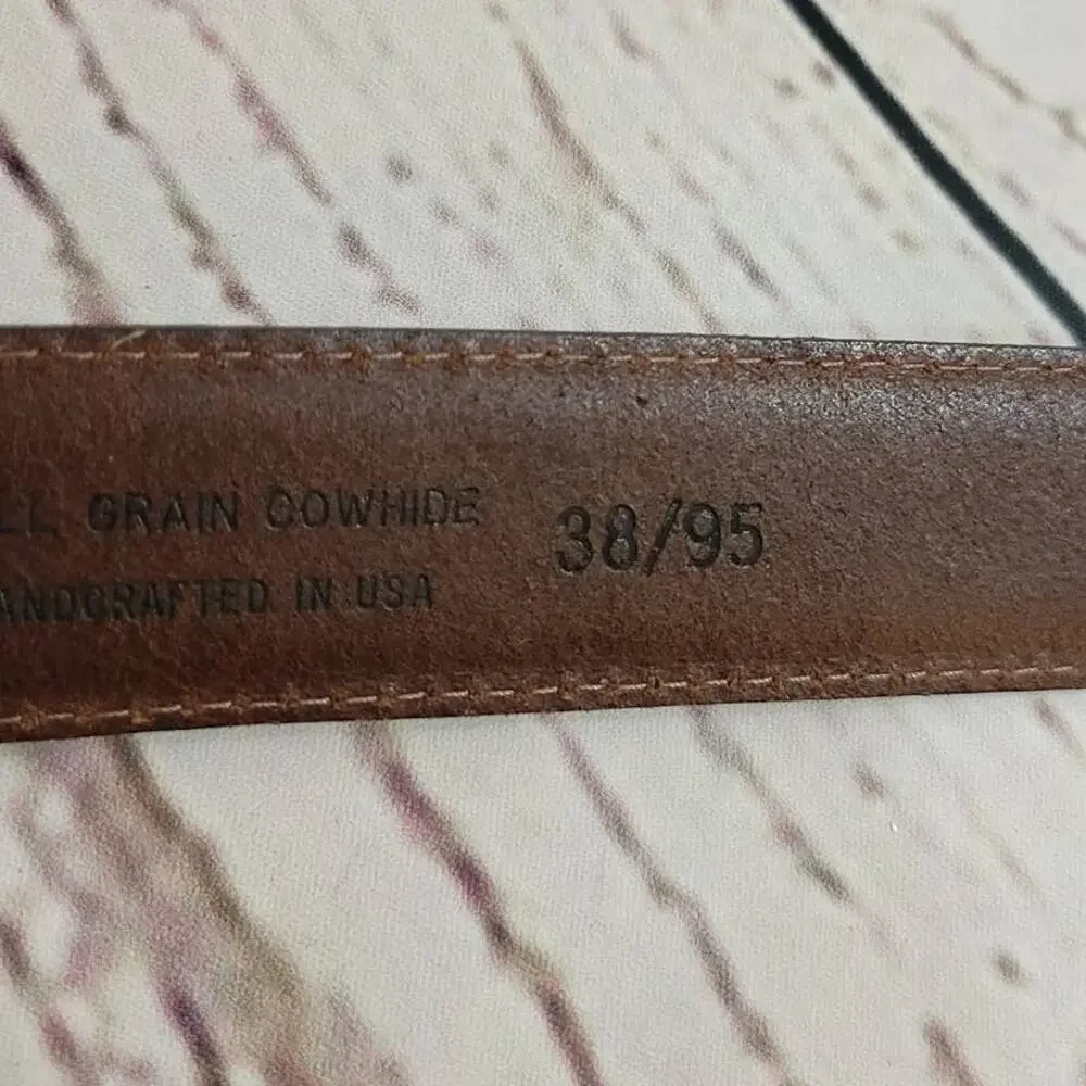 DOCKERS‎ Brown Full Grain Cowhide Belt Solid Brass Buckle Men's Size 38
